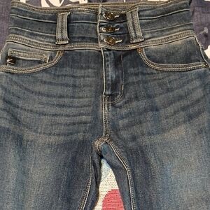 KanCan High Rise Blue Jeans with Distressed Look